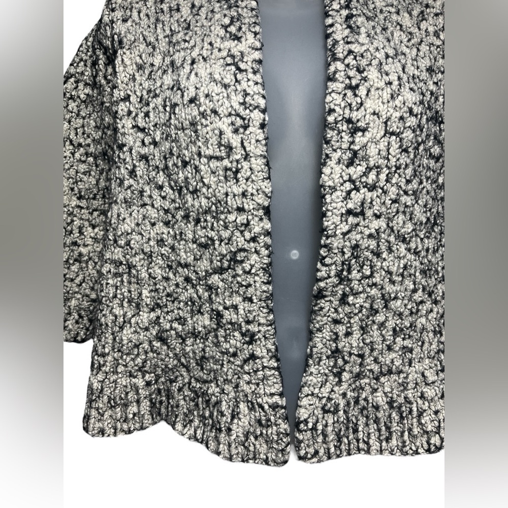 EILEEN FISHER Black White Boucle Textured Alpaca Blend Cardigan Size Med - Picture 2 of 6